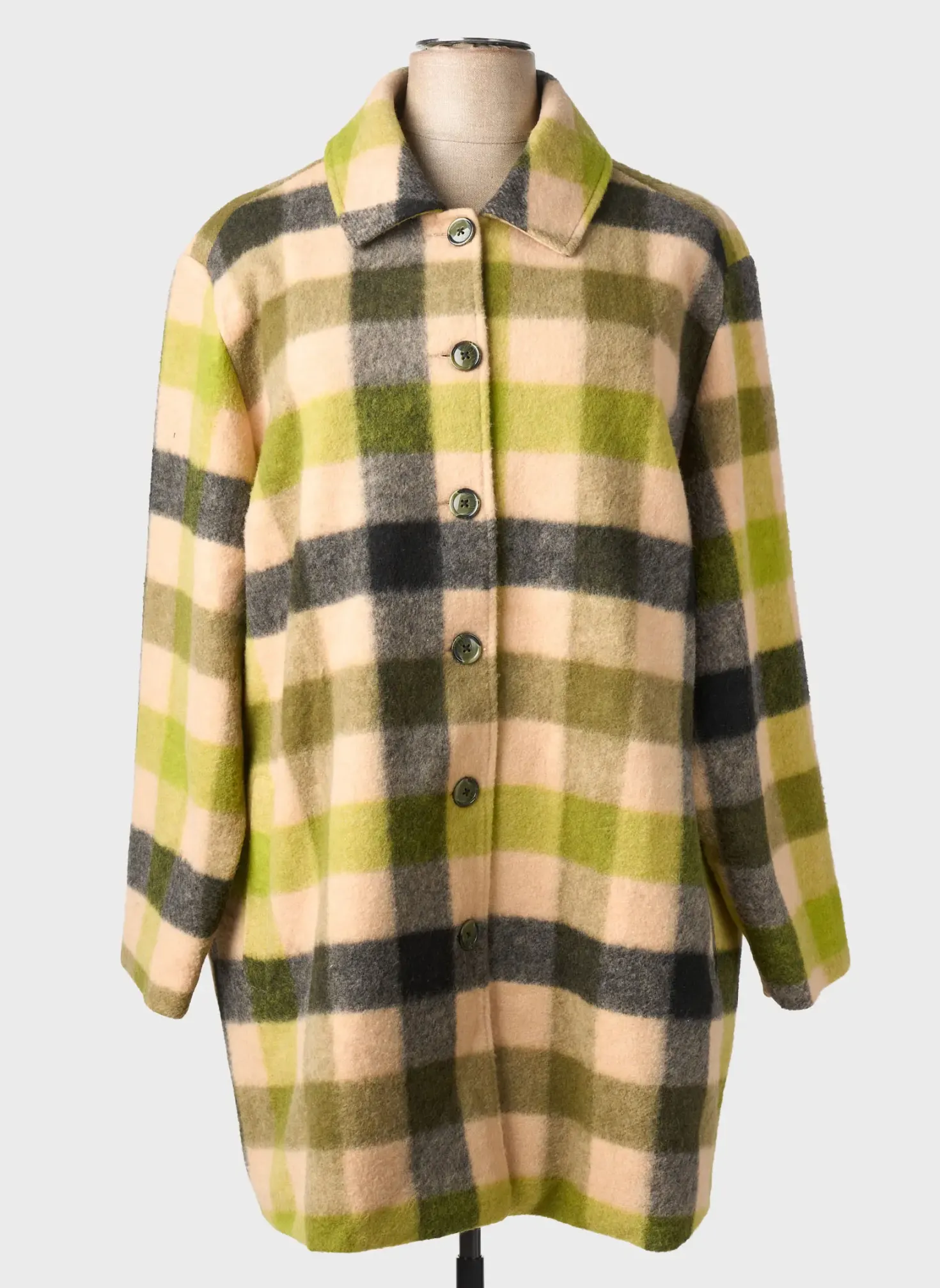 Manteau Long Ciso Vert Sans Capuche