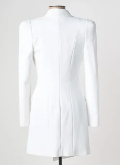 Manteau Long Elisabetta Franchi Blanc Sans Capuche