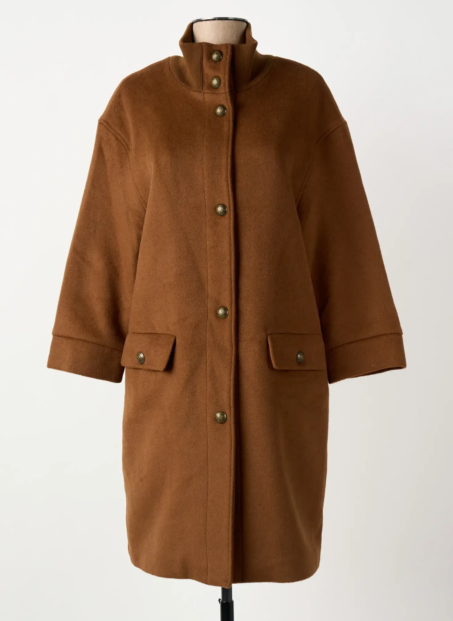 Manteau Long Elora Marron Sans Capuche