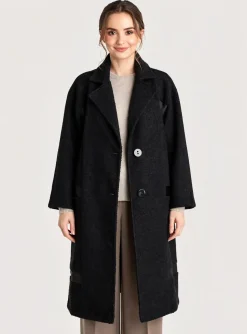 Manteau Long Ever Sassy Noir Sans Capuche