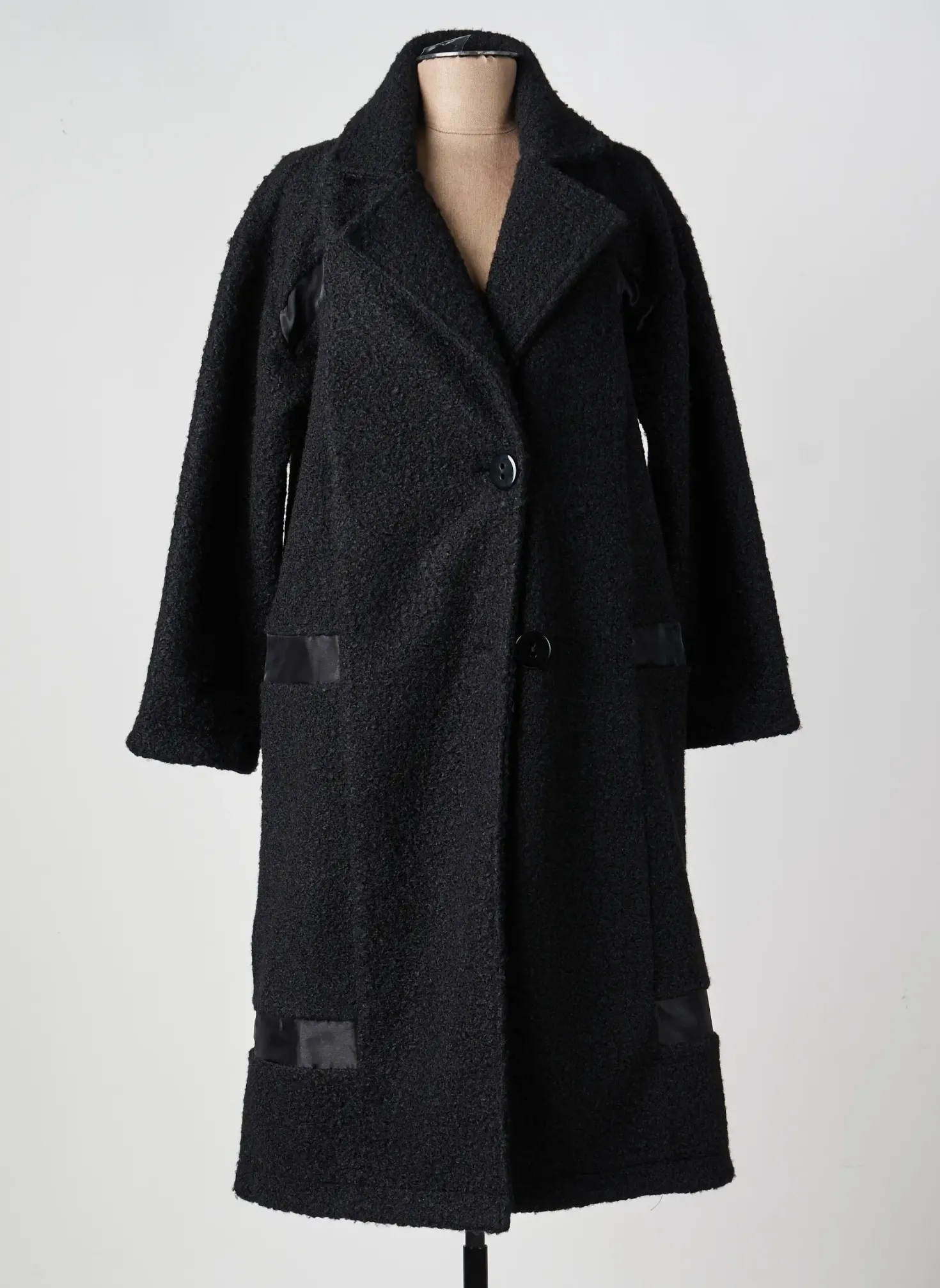 Manteau Long Ever Sassy Noir Sans Capuche