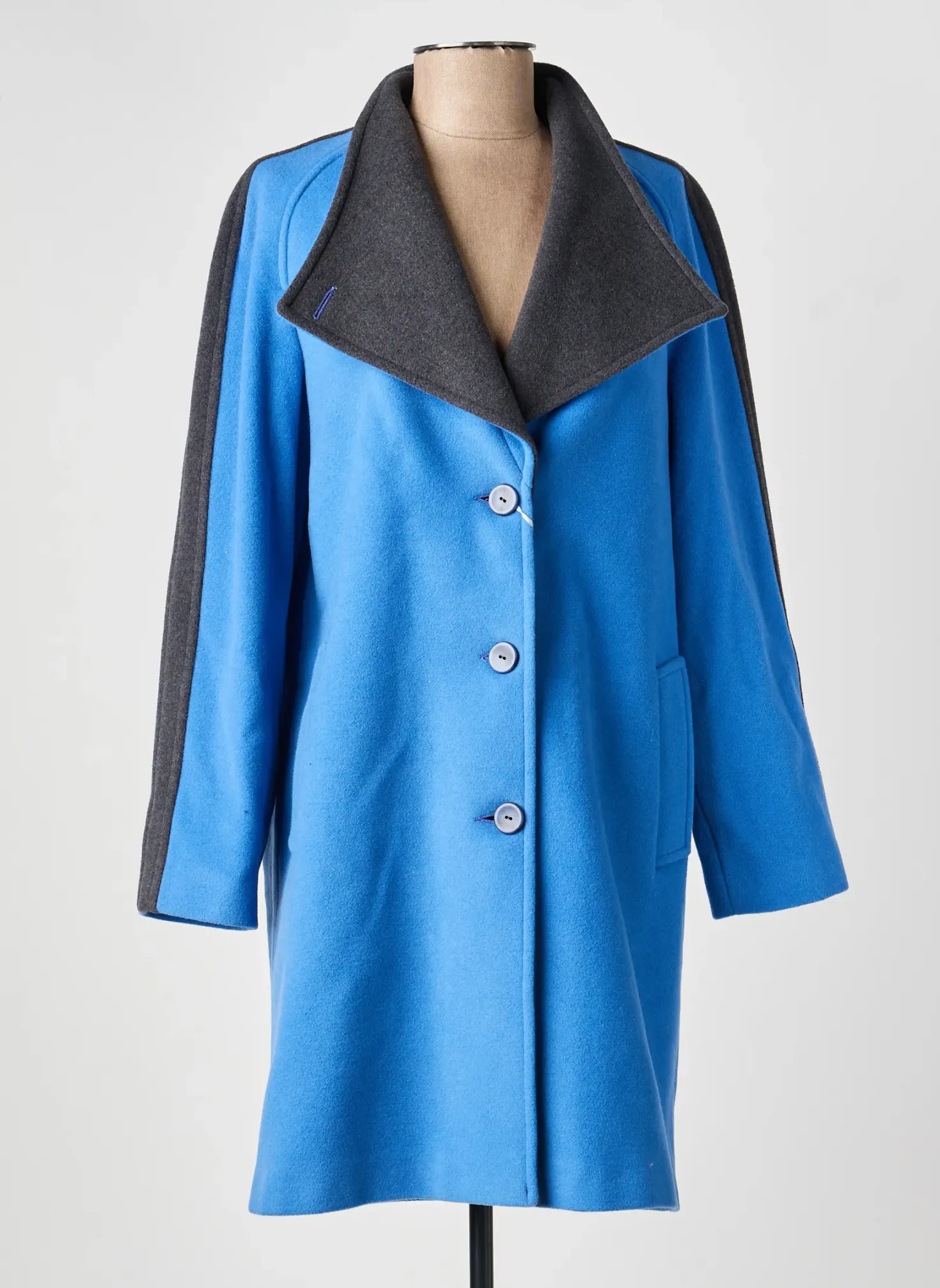 Manteau Long Fashion S.a Bleu Sans Capuche