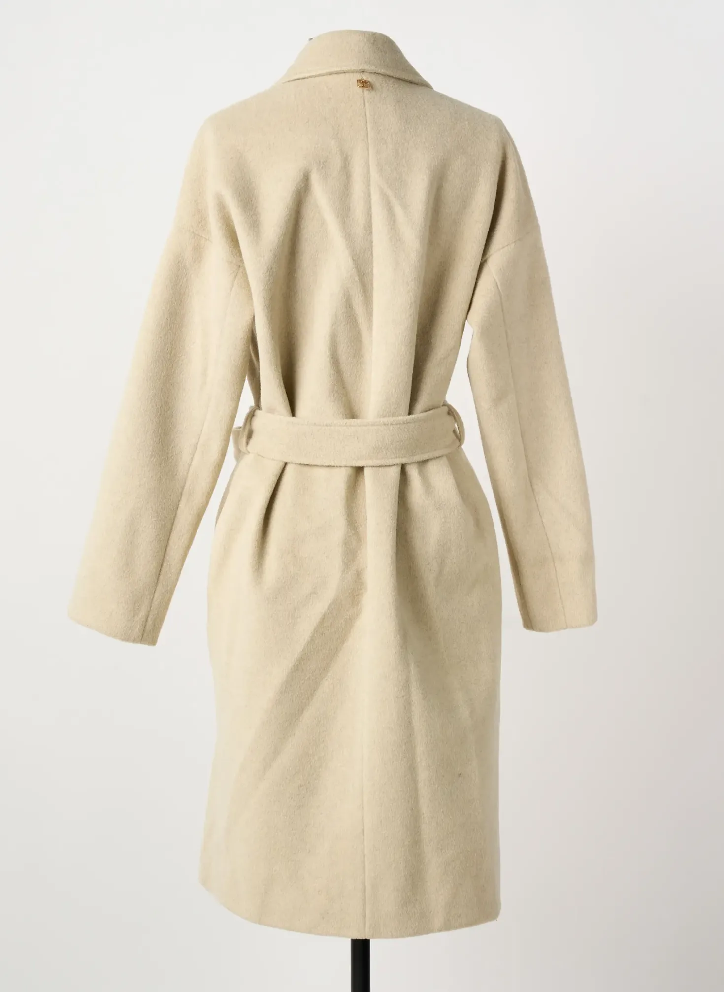 Manteau Long Fracomina Beige Sans Capuche