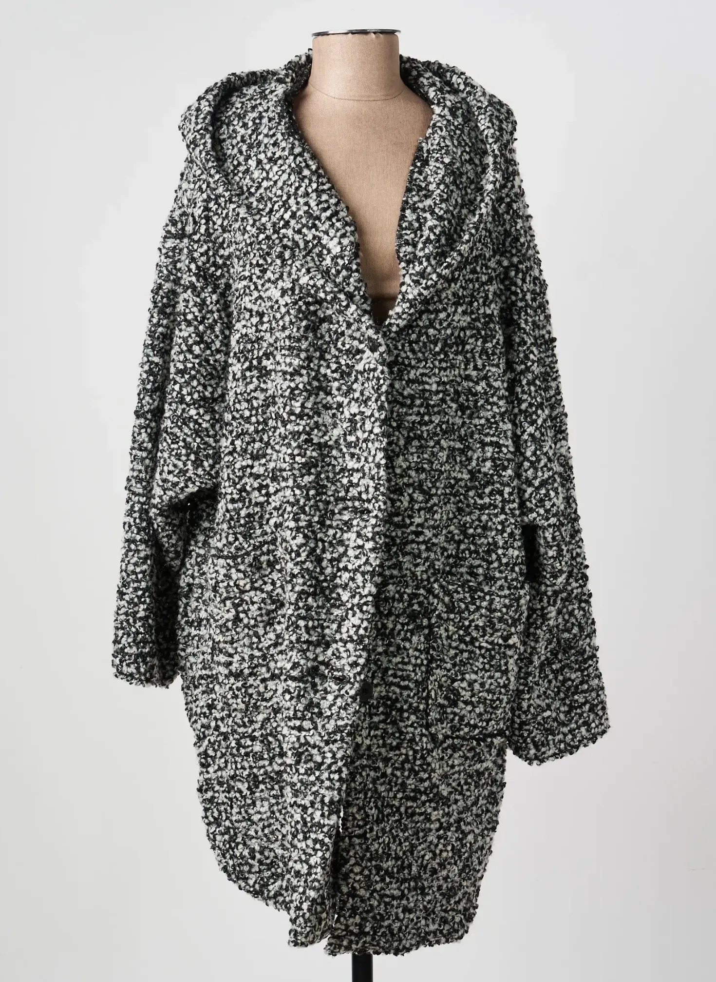 Manteau Long Franck Anna Gris A Capuche