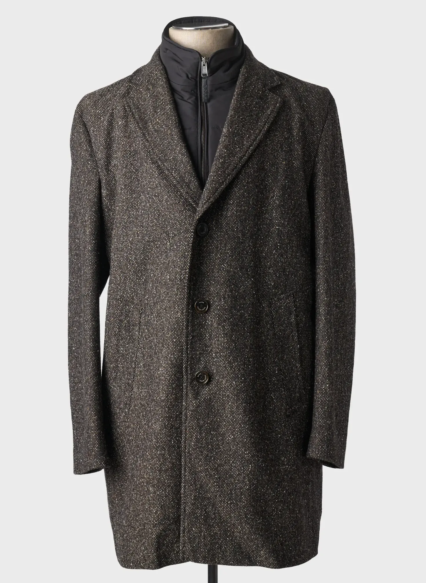 Manteau Long Hugo Boss Noir Sans Capuche