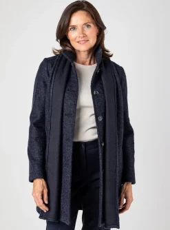 Manteau Long Julie Guerlande Bleu Sans Capuche