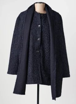 Manteau Long Julie Guerlande Bleu Sans Capuche