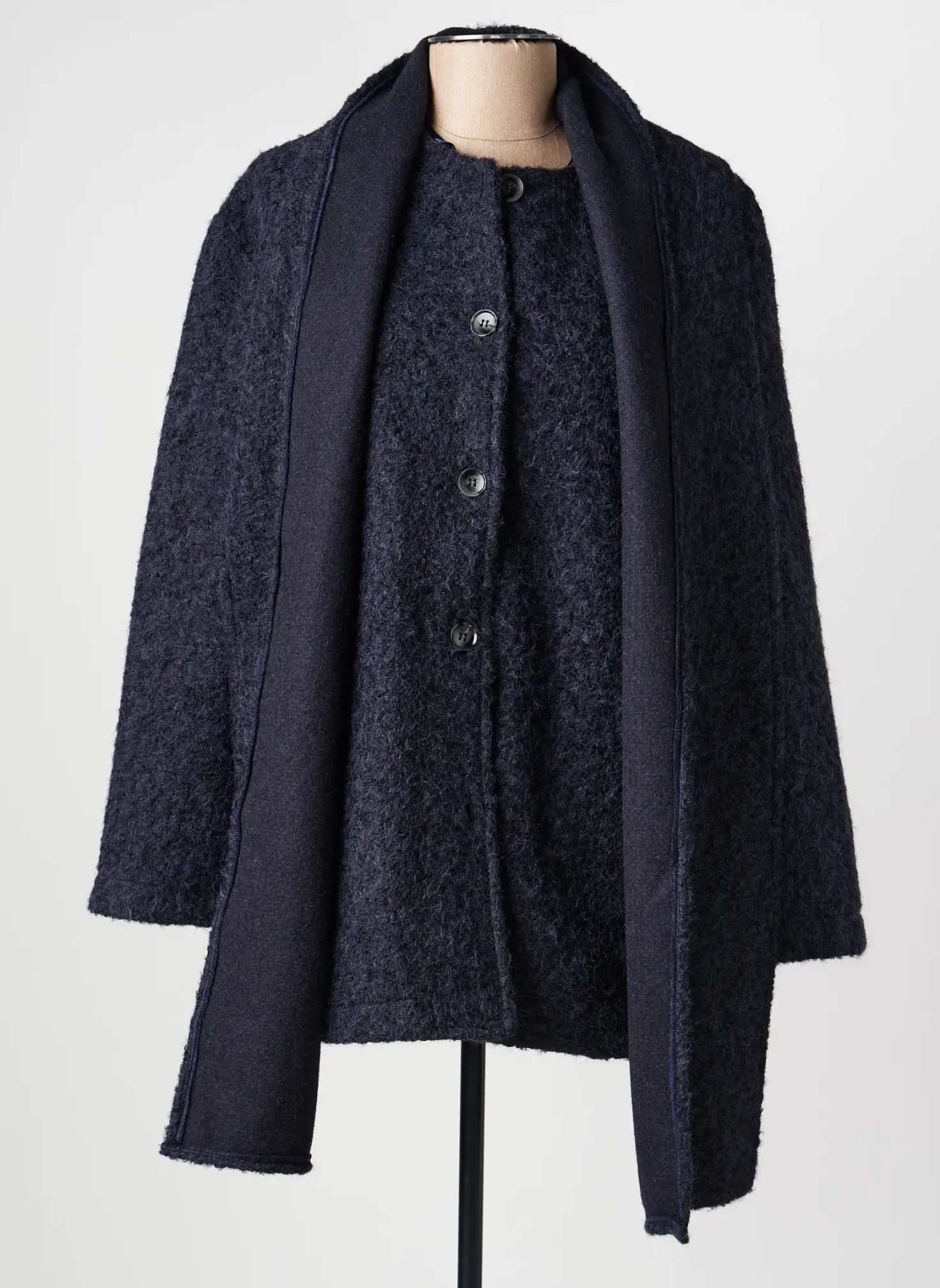 Manteau Long Julie Guerlande Bleu Sans Capuche