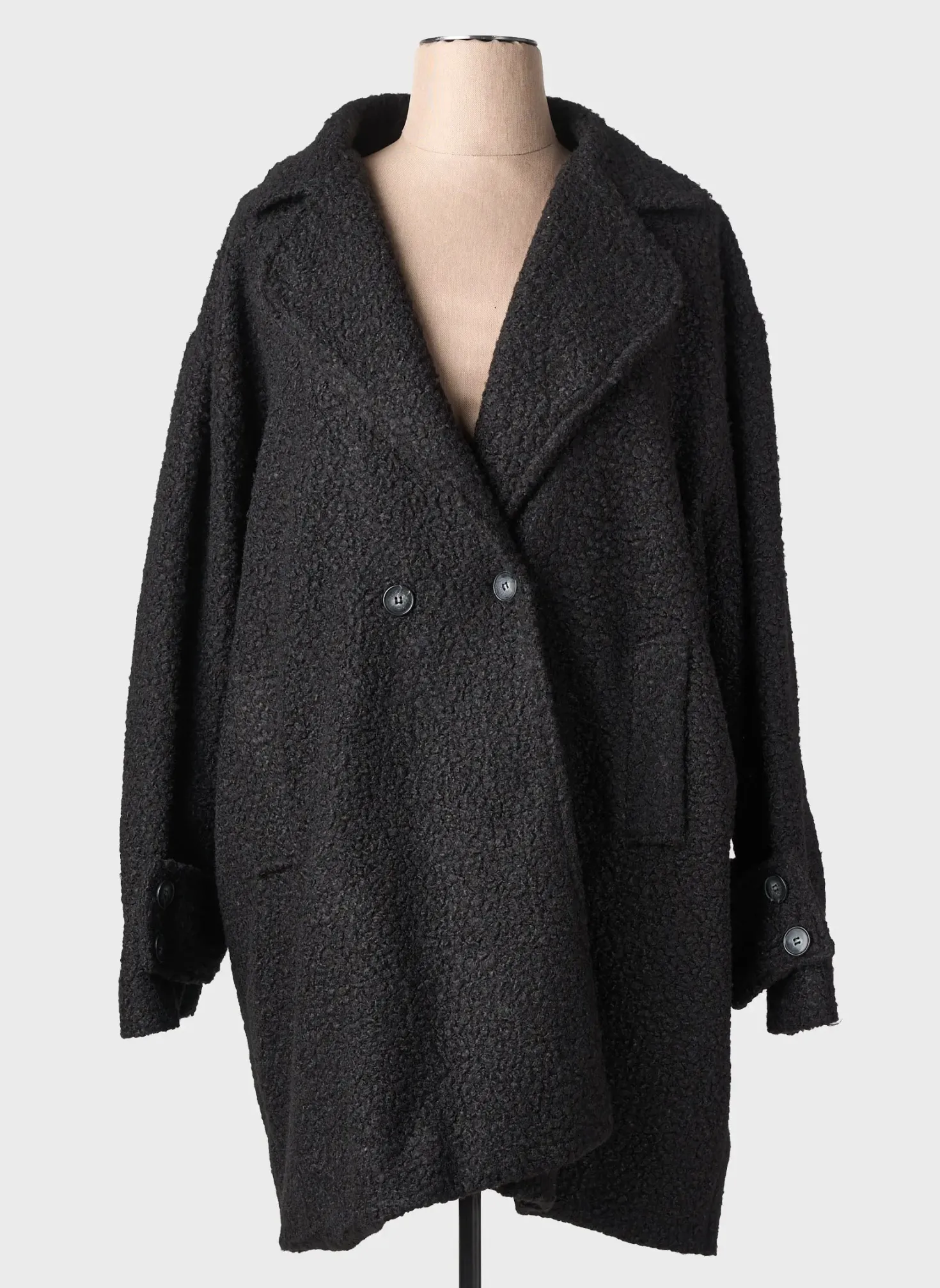 Manteau Long Kakie Noir Sans Capuche