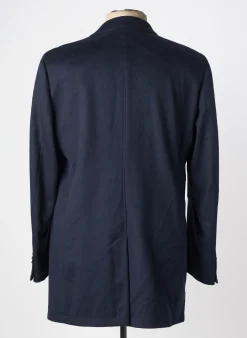 Manteau Long Lebole Bleu Sans Capuche