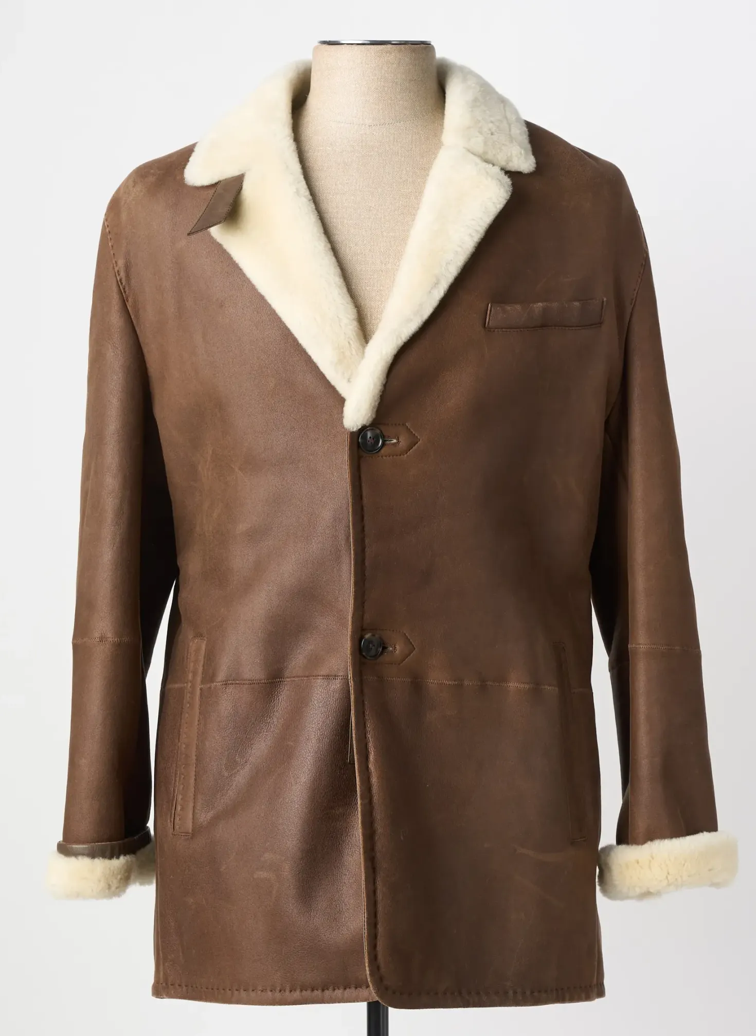 Manteau Long Marini Silvano Marron Sans Capuche