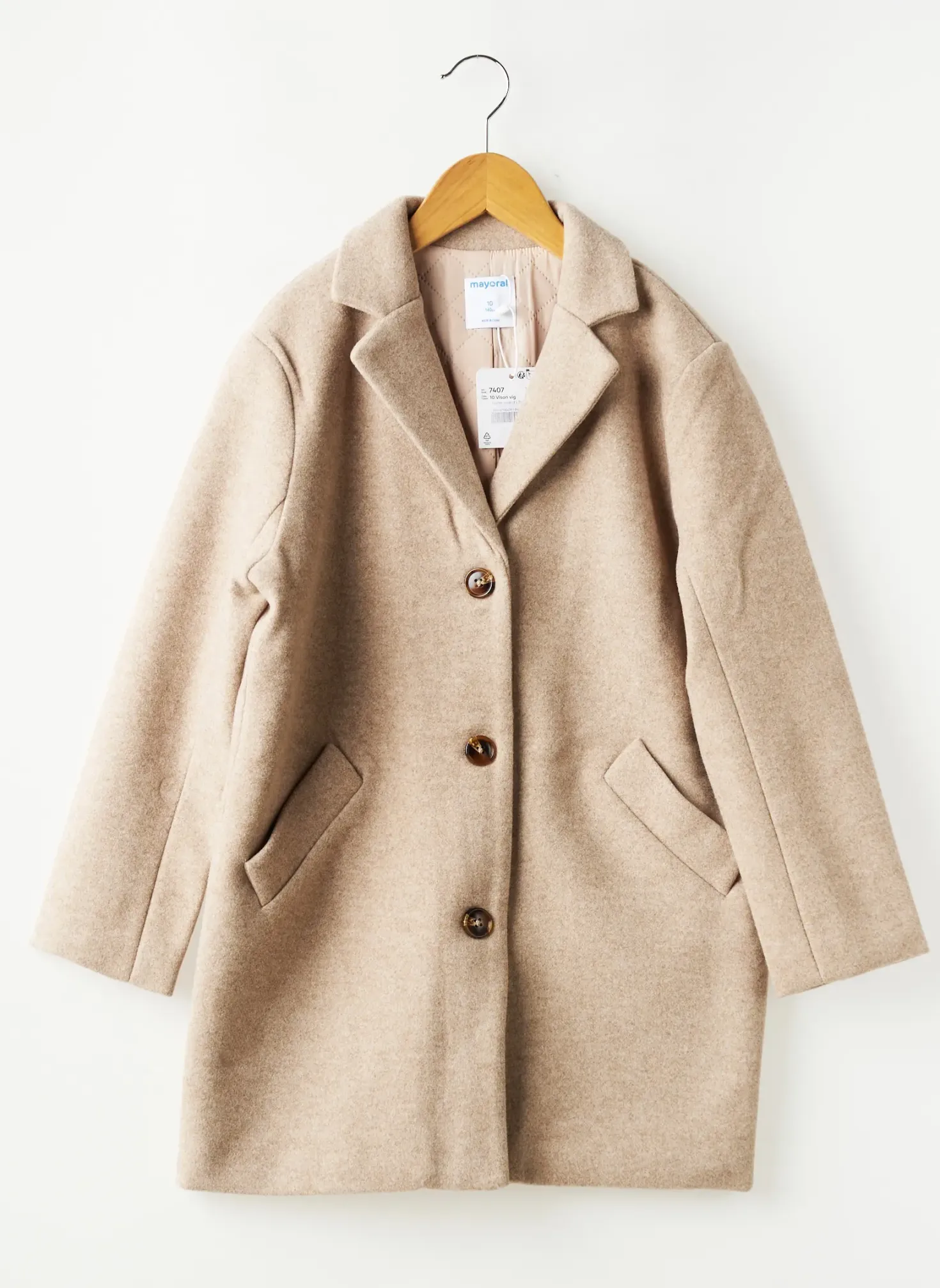 Manteau Long Mayoral Beige Sans Capuche
