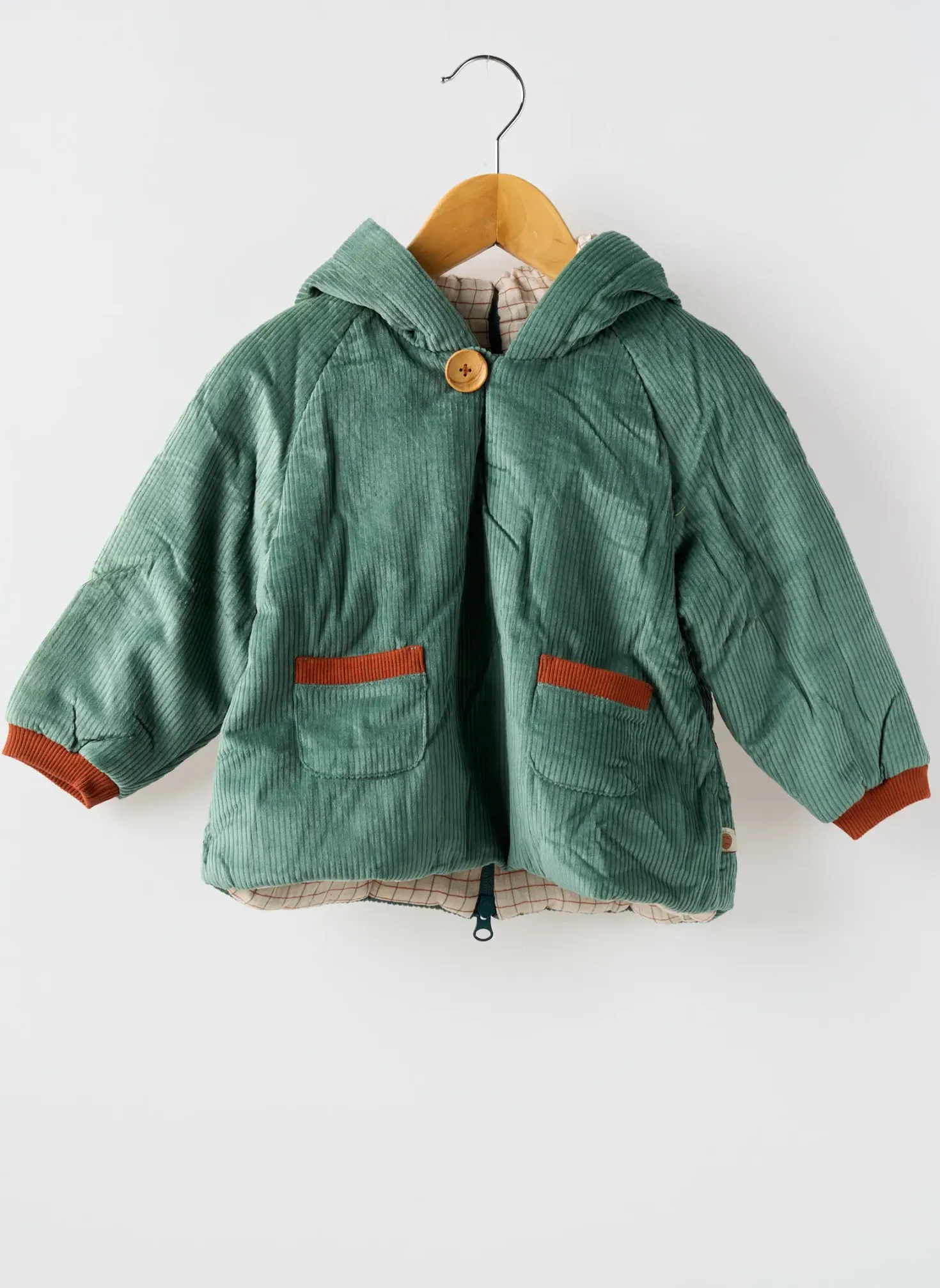 Manteau Long Moulin Roty Vert A Capuche