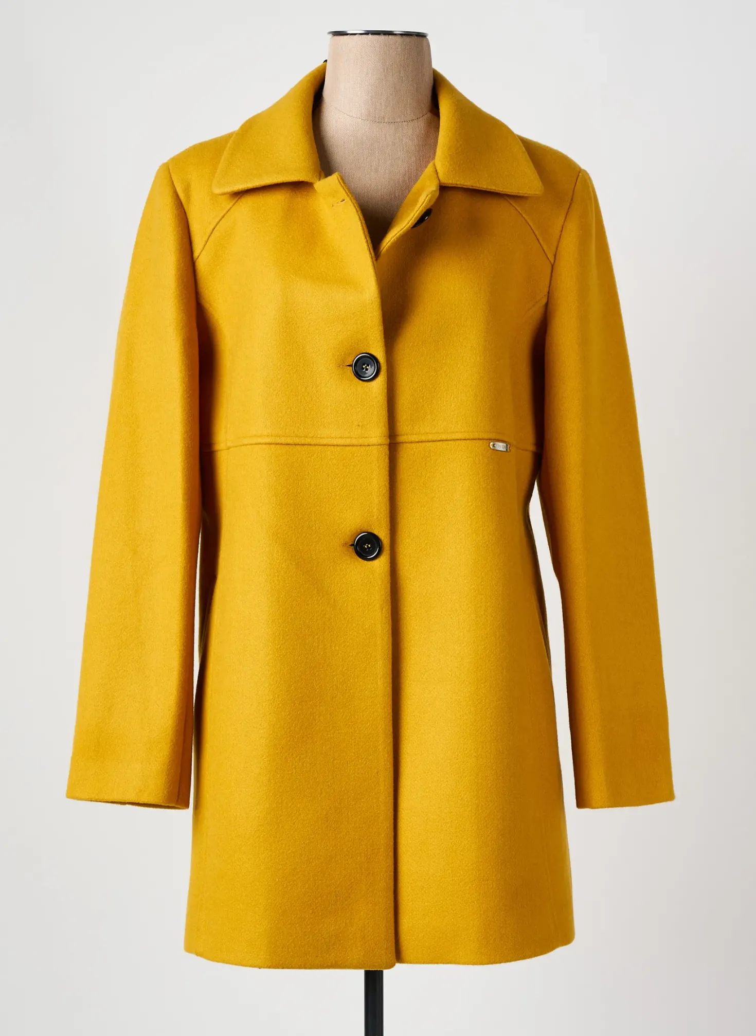 Manteau Long Quatre Vingt Jours Jaune Sans Capuche