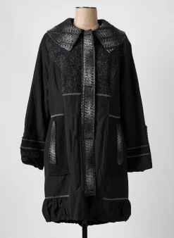 Manteau Long Quatre Vingt Jours Noir Sans Capuche