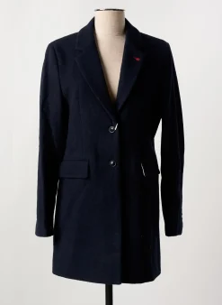 Manteau Long Vicomtea Bleu Sans Capuche