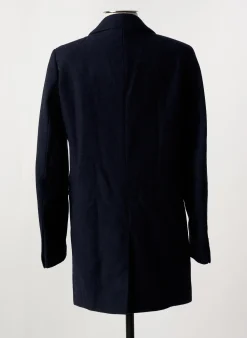 Manteau Long Vicomtea Bleu Sans Capuche