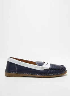 Mocassins Alenoa Bleu Talon Plat Jusqu'à 3cm
