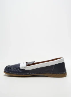 Mocassins Alenoa Bleu Talon Plat Jusqu'à 3cm