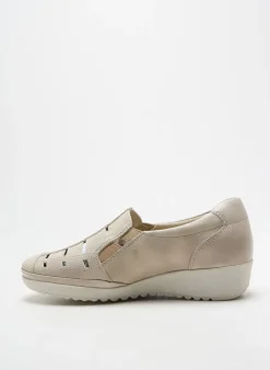 Mocassins Arima Beige Talon De 4 À 6cm