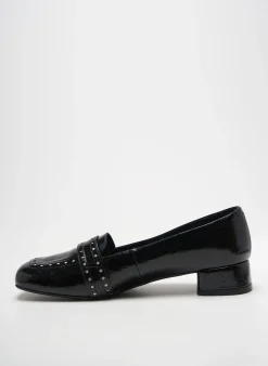 Mocassins Dansi Noir Talon Plat Jusqu'à 3cm