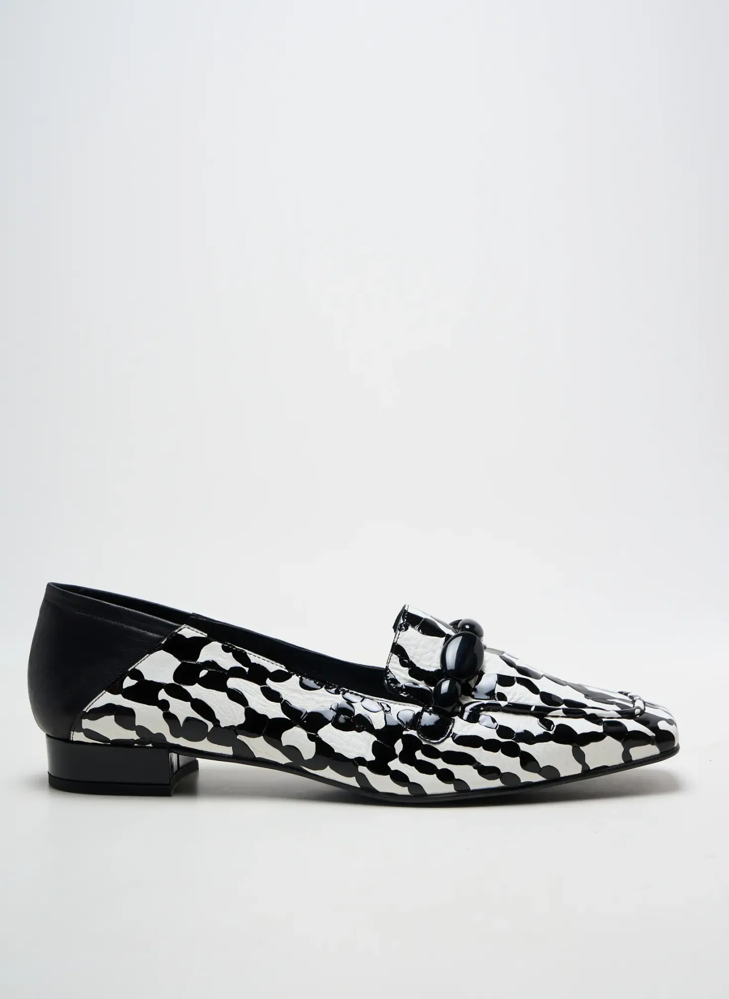 Mocassins Dansi Noir Talon Plat Jusqu'à 3cm