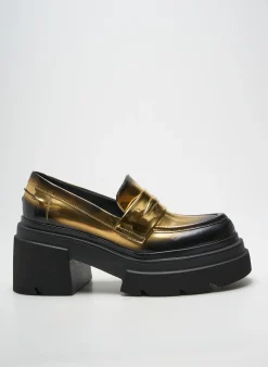 Mocassins Elena Iachi Or Talon De 7 À 9cm