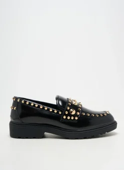 Mocassins Exé Noir Talon Plat Jusqu'à 3cm