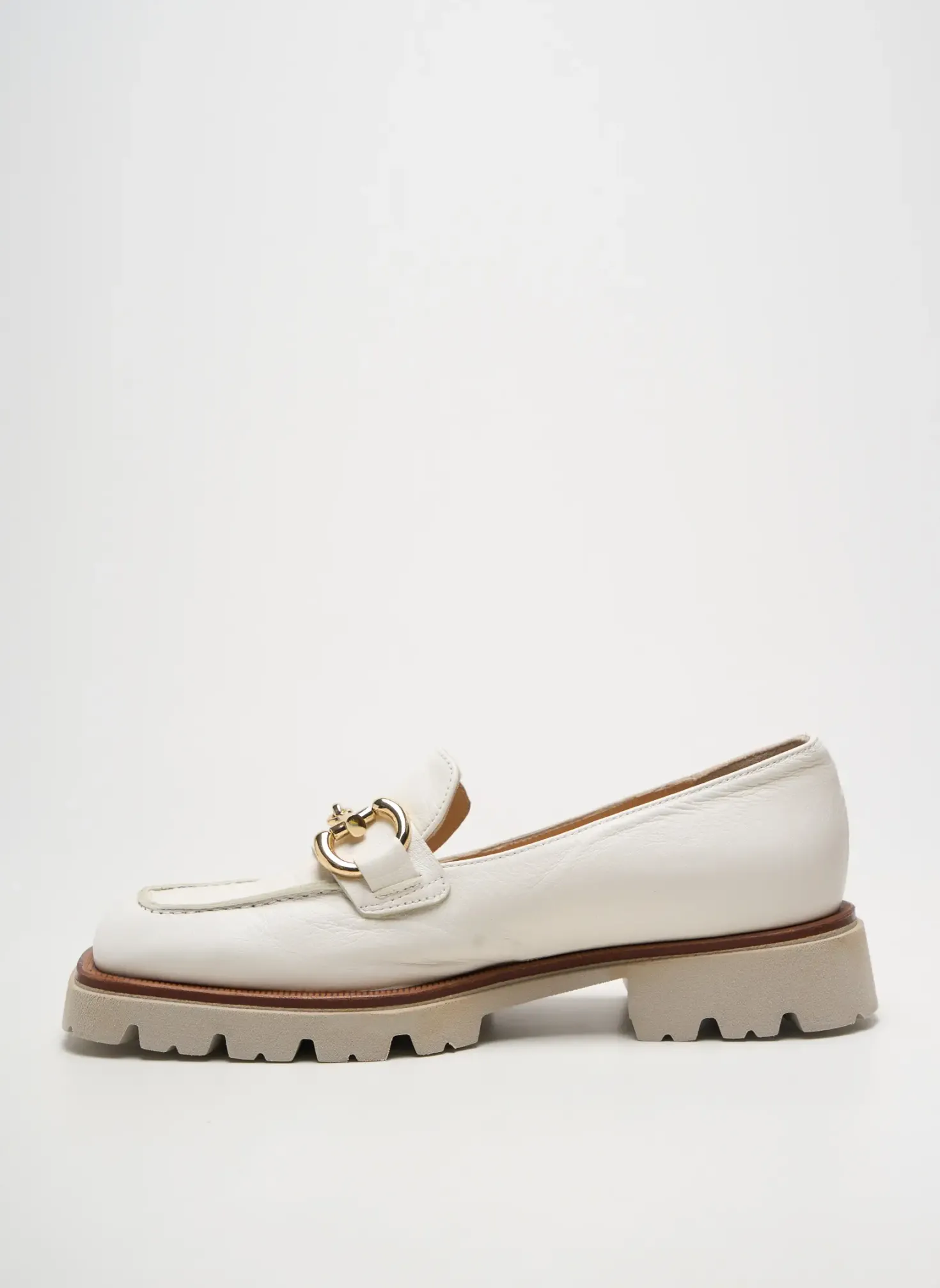 Mocassins Faire Blanc Talon Plat Jusqu'à 3cm