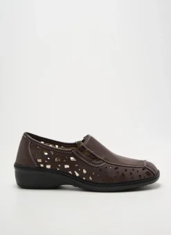 Mocassins Fargeot Marron Talon Plat Jusqu'à 3cm
