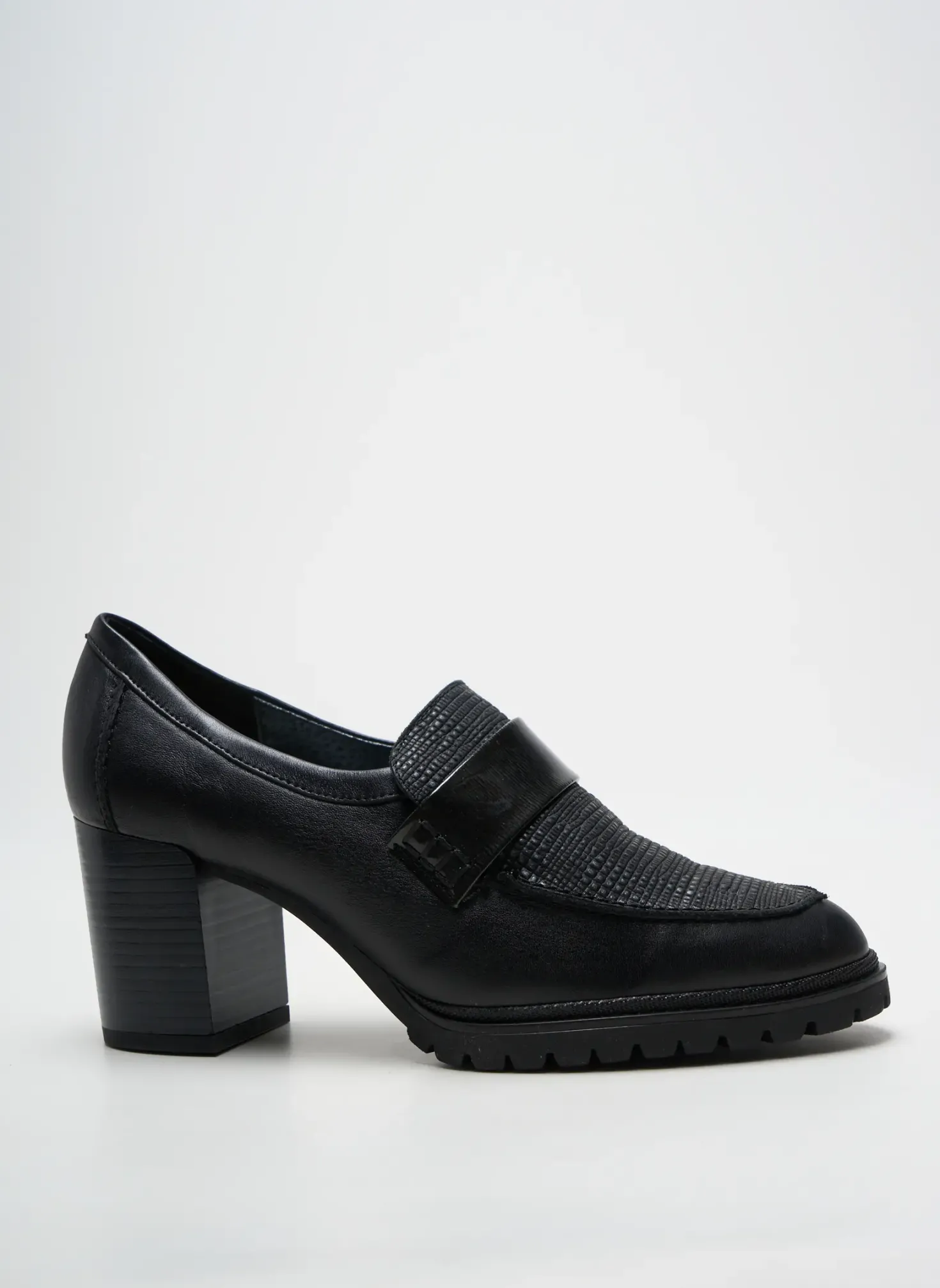 Mocassins Geo-reino Noir Talon De 7 À 9cm
