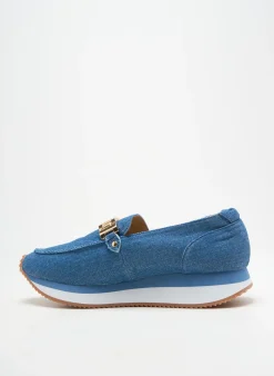 Mocassins Heine Bleu Talon De 4 À 6cm