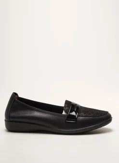 Mocassins Infini Noir Talon Plat Jusqu'à 3cm