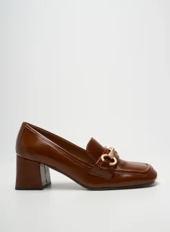 Mocassins Julie Dee Marron Talon De 7 À 9cm