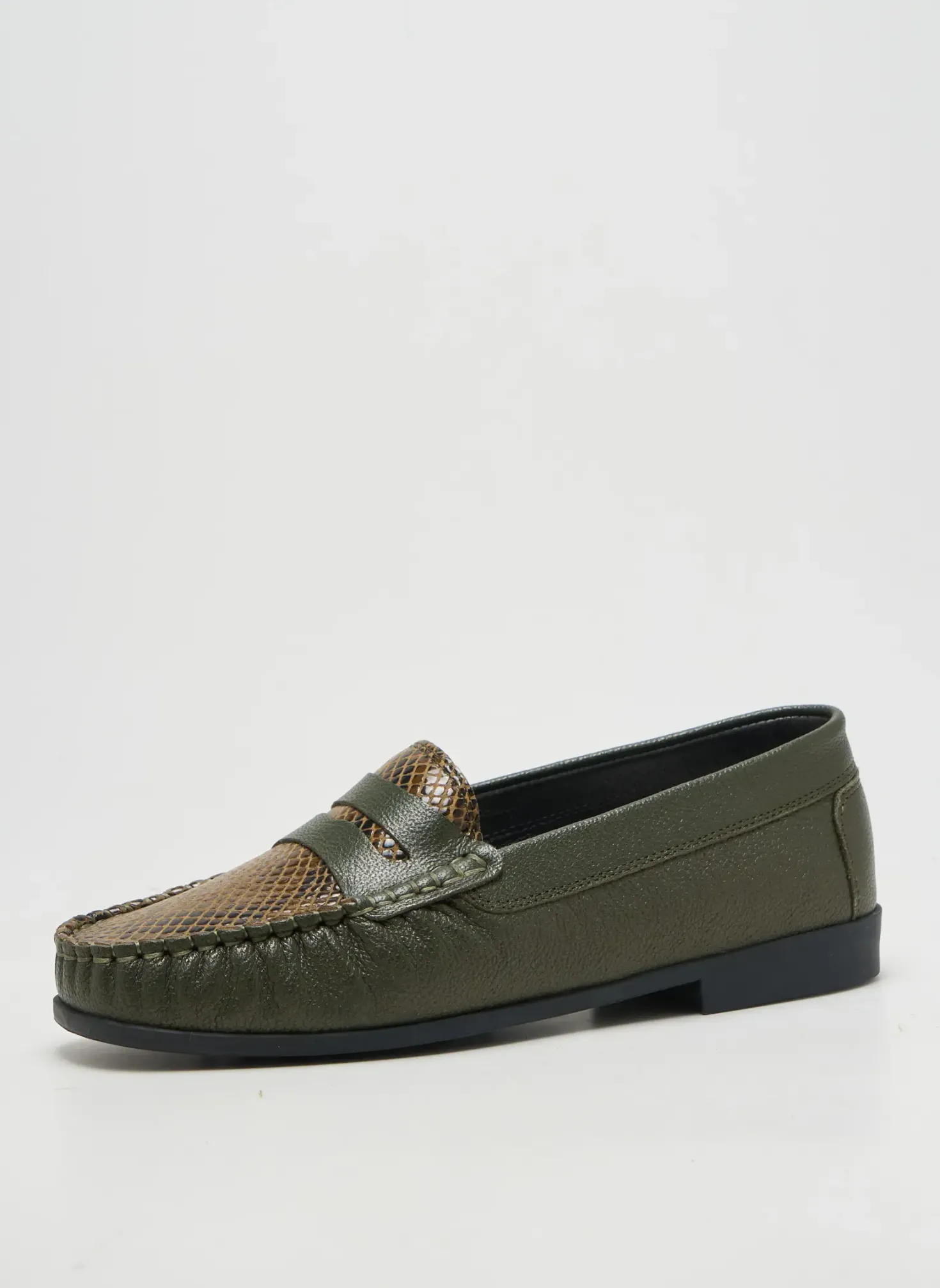 Mocassins Ottilia Vert Talon Plat Jusqu'à 3cm