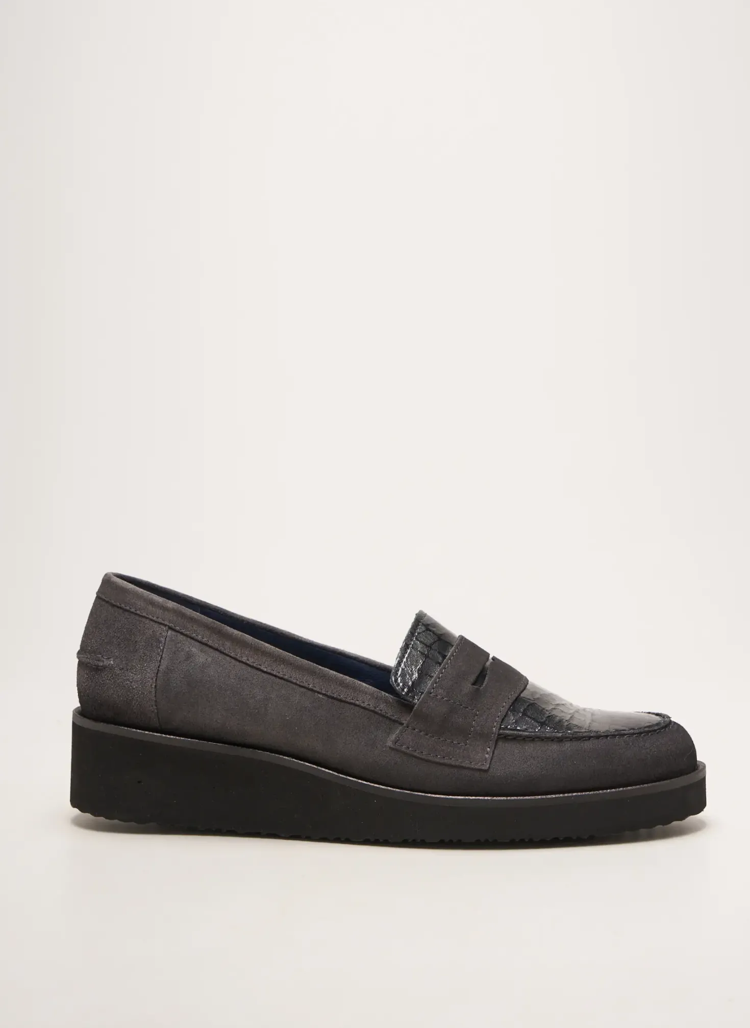 Mocassins Pinto Di Blu Gris Talon De 4 À 6cm
