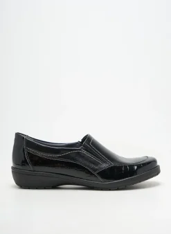 Mocassins Suave Noir Talon Plat Jusqu'à 3cm