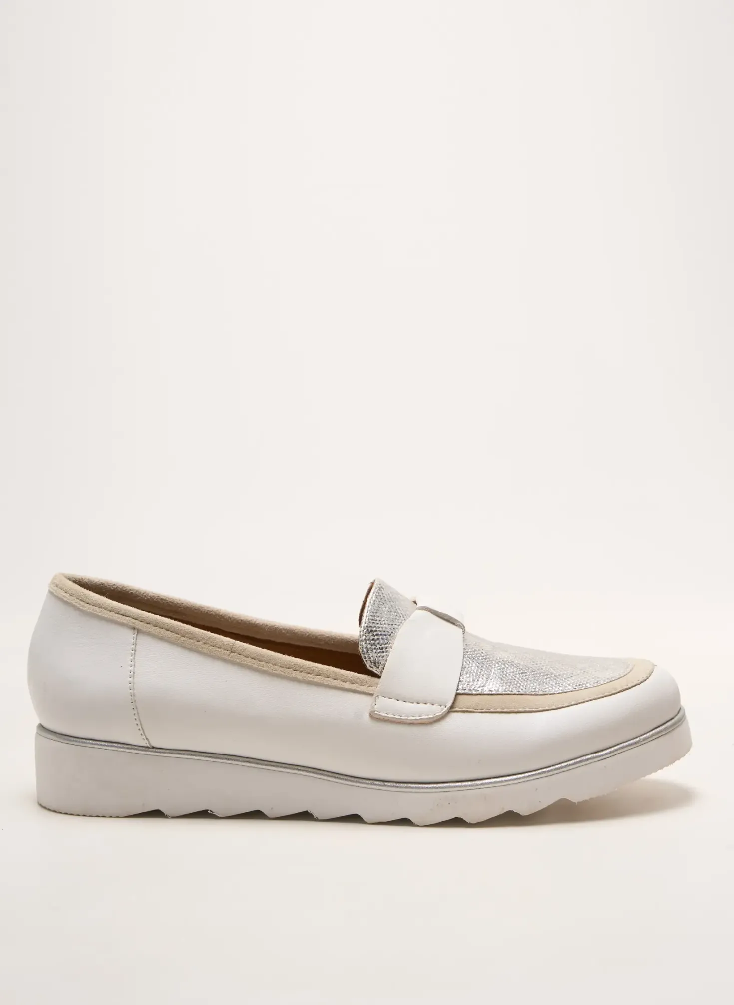 Mocassins Sweet Blanc Talon Plat Jusqu'à 3cm