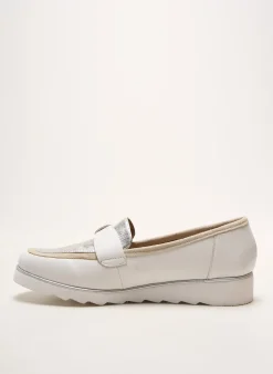 Mocassins Sweet Blanc Talon Plat Jusqu'à 3cm