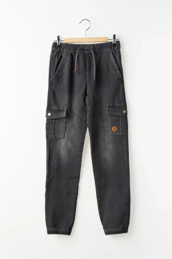 Pantalon Cargo Boboli Noir Taille Élastique