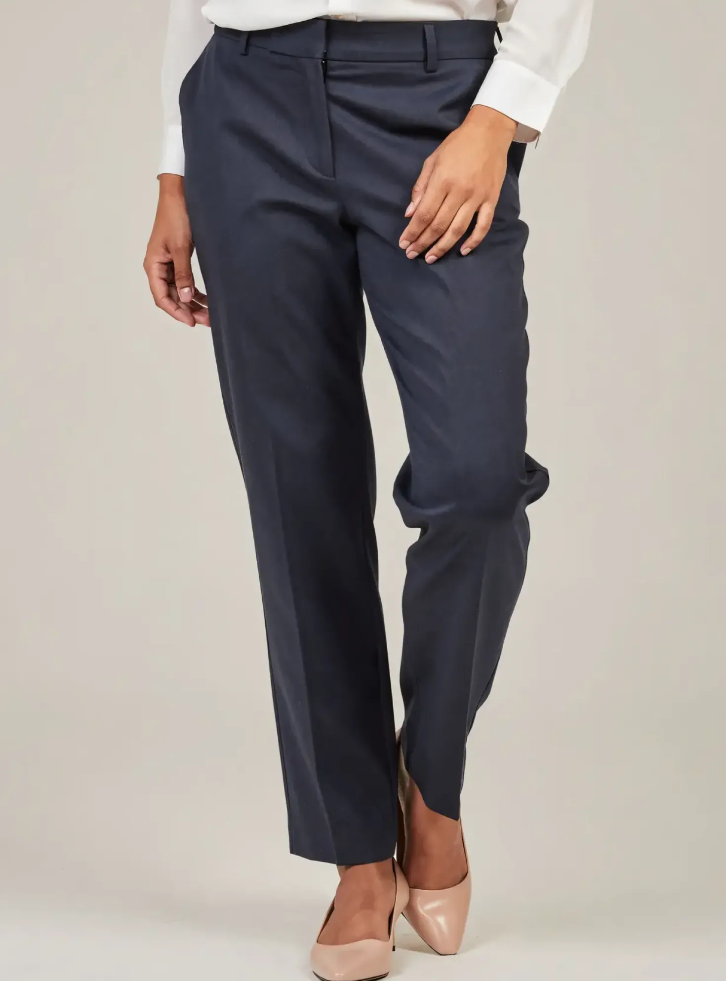 Pantalon Chino Leon & Harper Bleu Taille Haute
