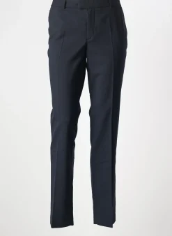 Pantalon Chino Leon & Harper Bleu Taille Haute