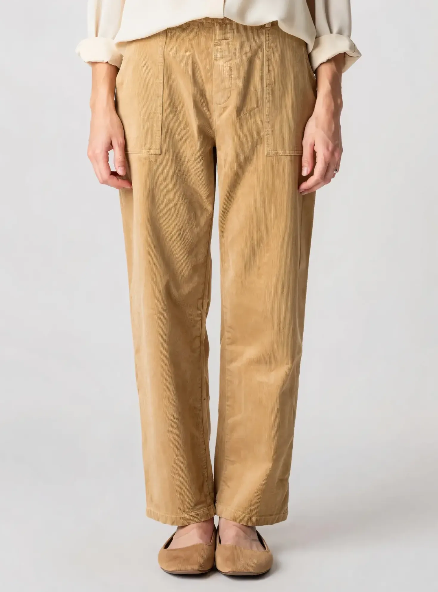 Pantalon Droit Deeluxe Beige Taille Normale