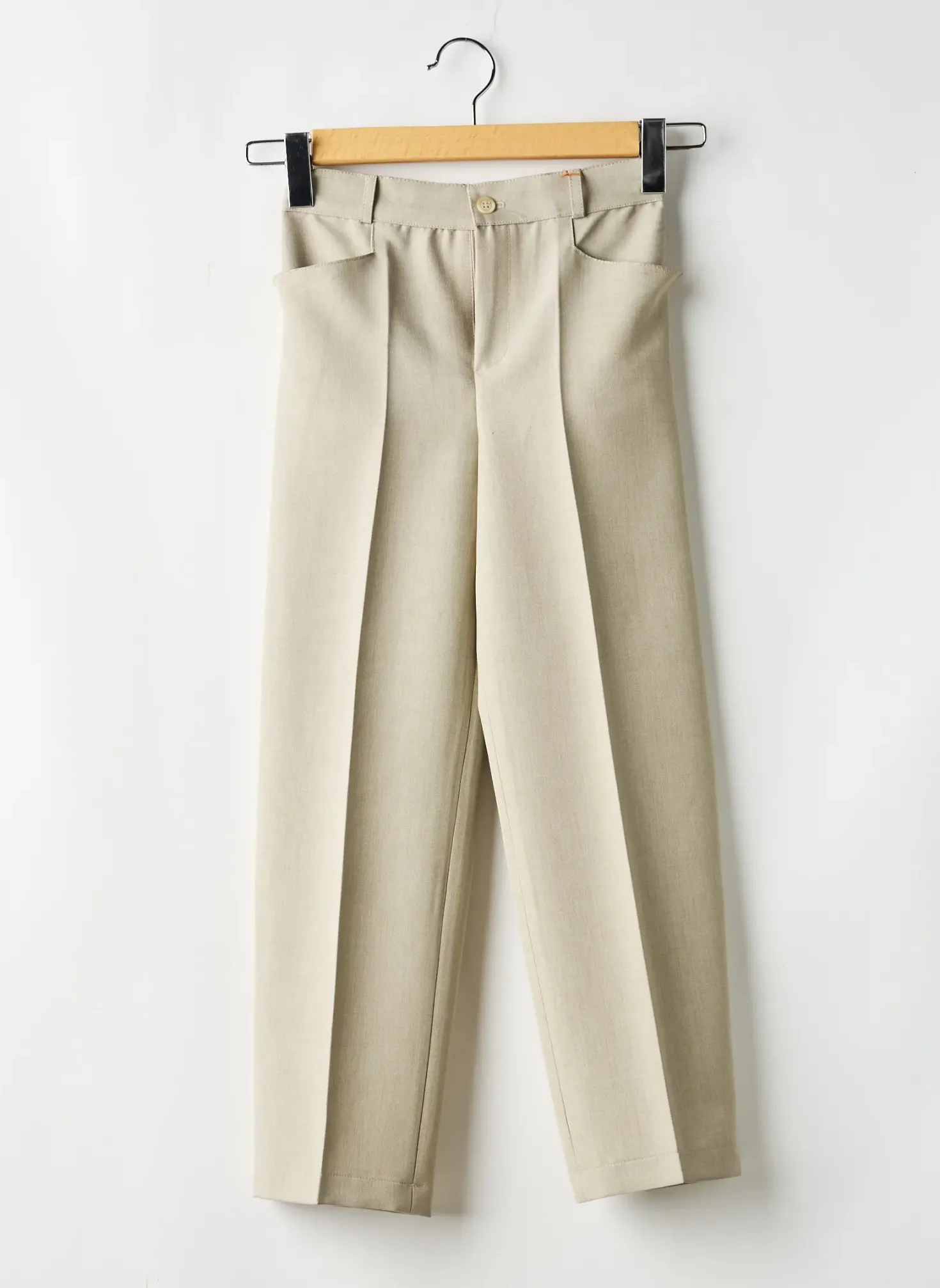 Pantalon Droit Ezda Beige Taille Élastique