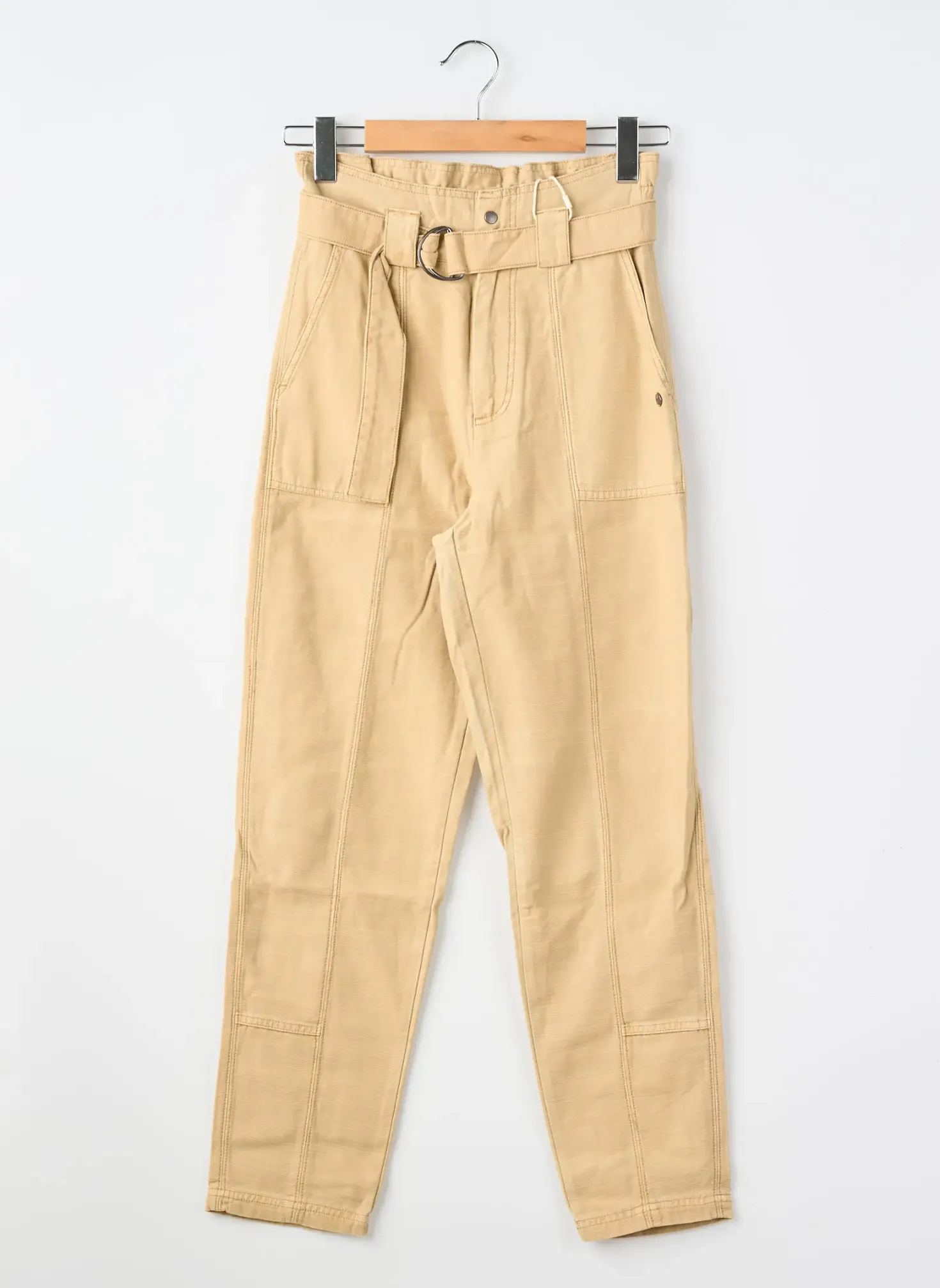 Pantalon Droit Garcia Beige Taille Élastique