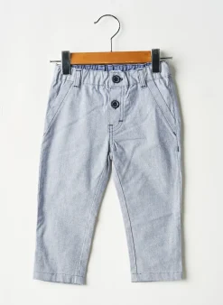 Pantalon Droit Gymp Bleu Taille Élastique
