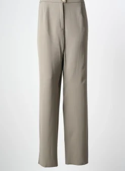 Pantalon Droit Karting Beige Taille Haute