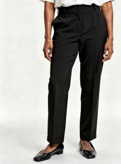 Pantalon Droit Lauren Vidal Noir Taille Haute