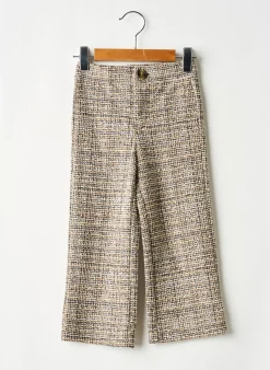 Pantalon Droit Levv Label Beige Taille Élastique