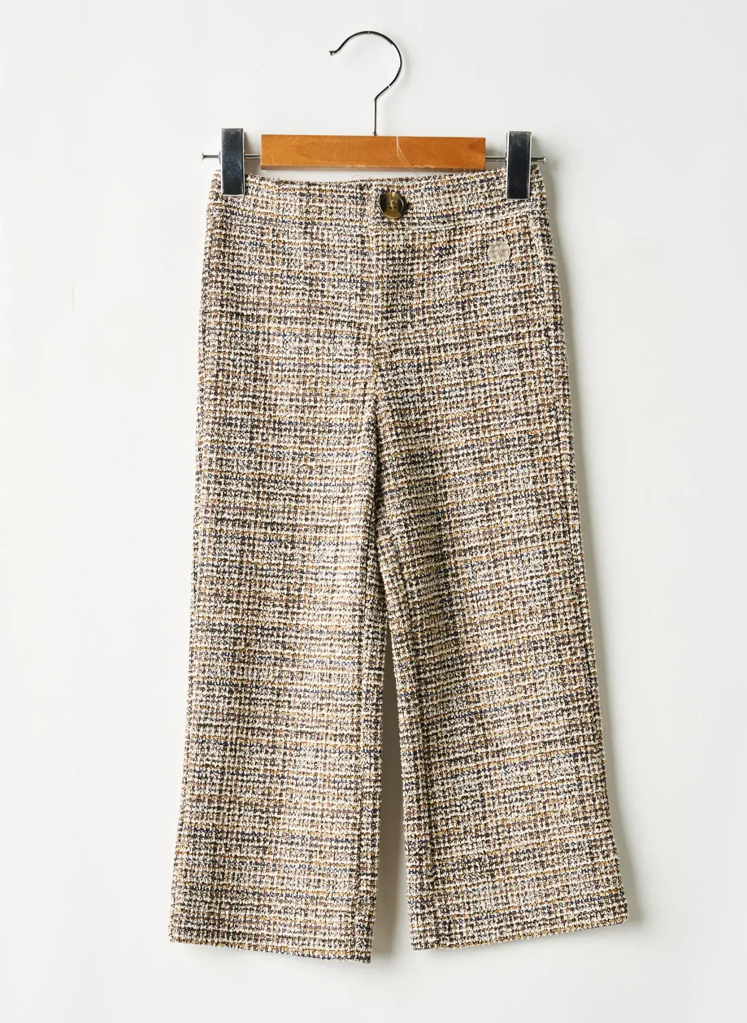 Pantalon Droit Levv Label Beige Taille Élastique